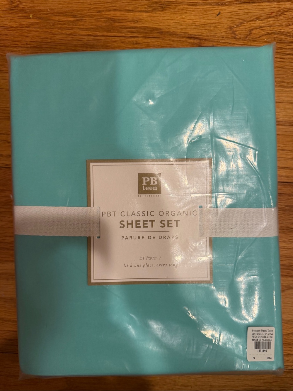 Pottery Barn Teen Twin XL Organic Cotton Sheet Set Turquoise NIP